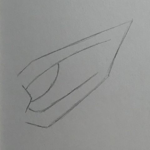 Step 3 to draw more squared-pointy elf ears