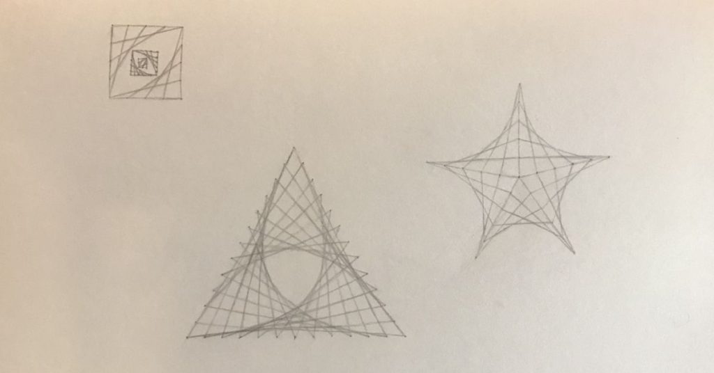 Drawing of parabolic curves using straight lines