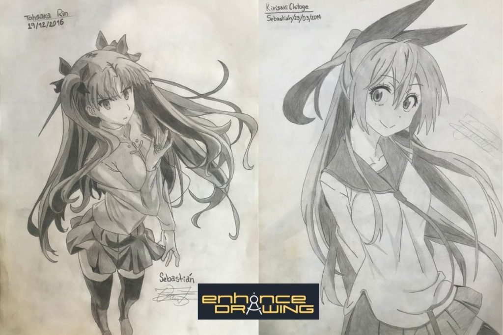 Drawing of two anime girls - anatomy