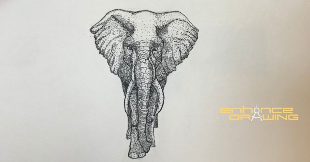 Stippling example of an elephant 