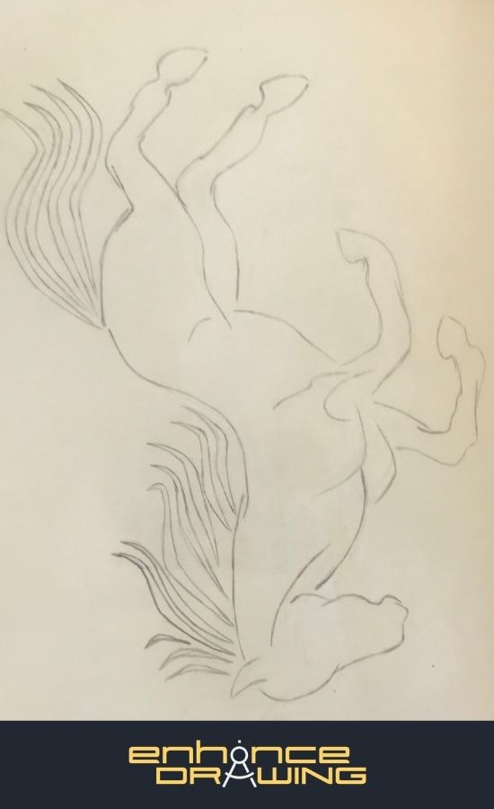 Upside down drawing of a horse