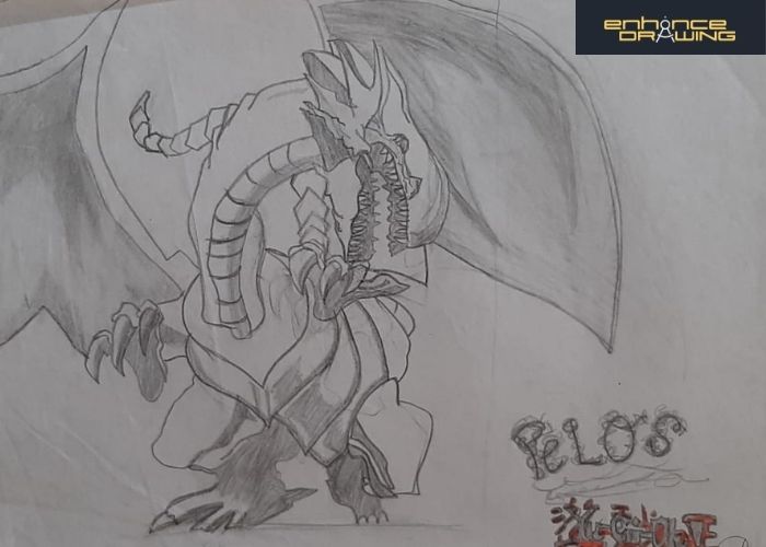 Anime Blue-Eyed White Dragon Drawing