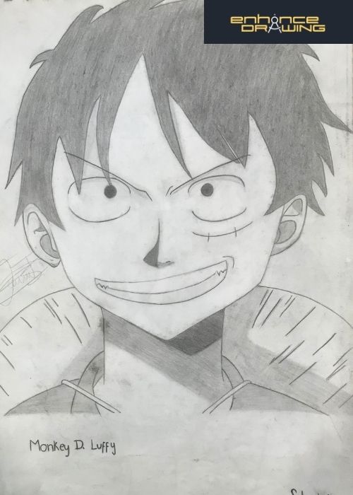 Anime Male Face Drawing - Monkey D. Luffy
