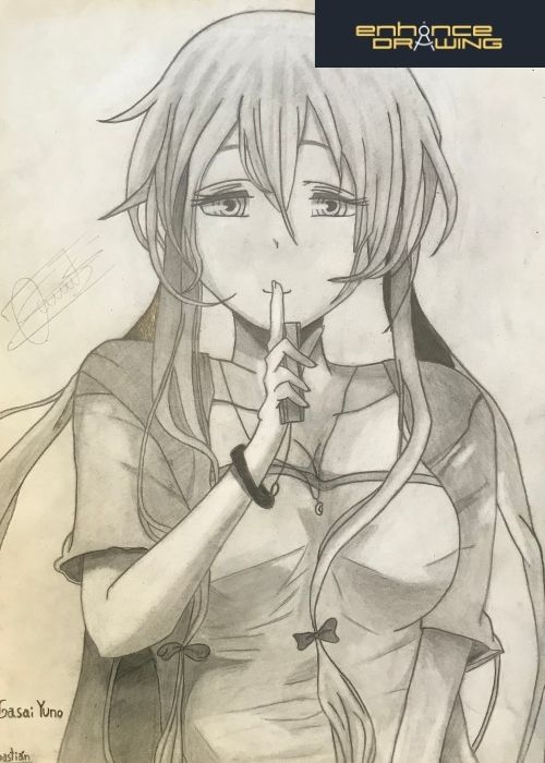 Gasai Yuno Anime Drawing