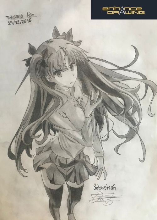 Tohsaka Rin anime girl drawing