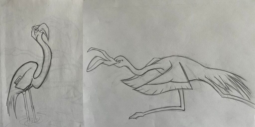 Drawing flamingos from imagination